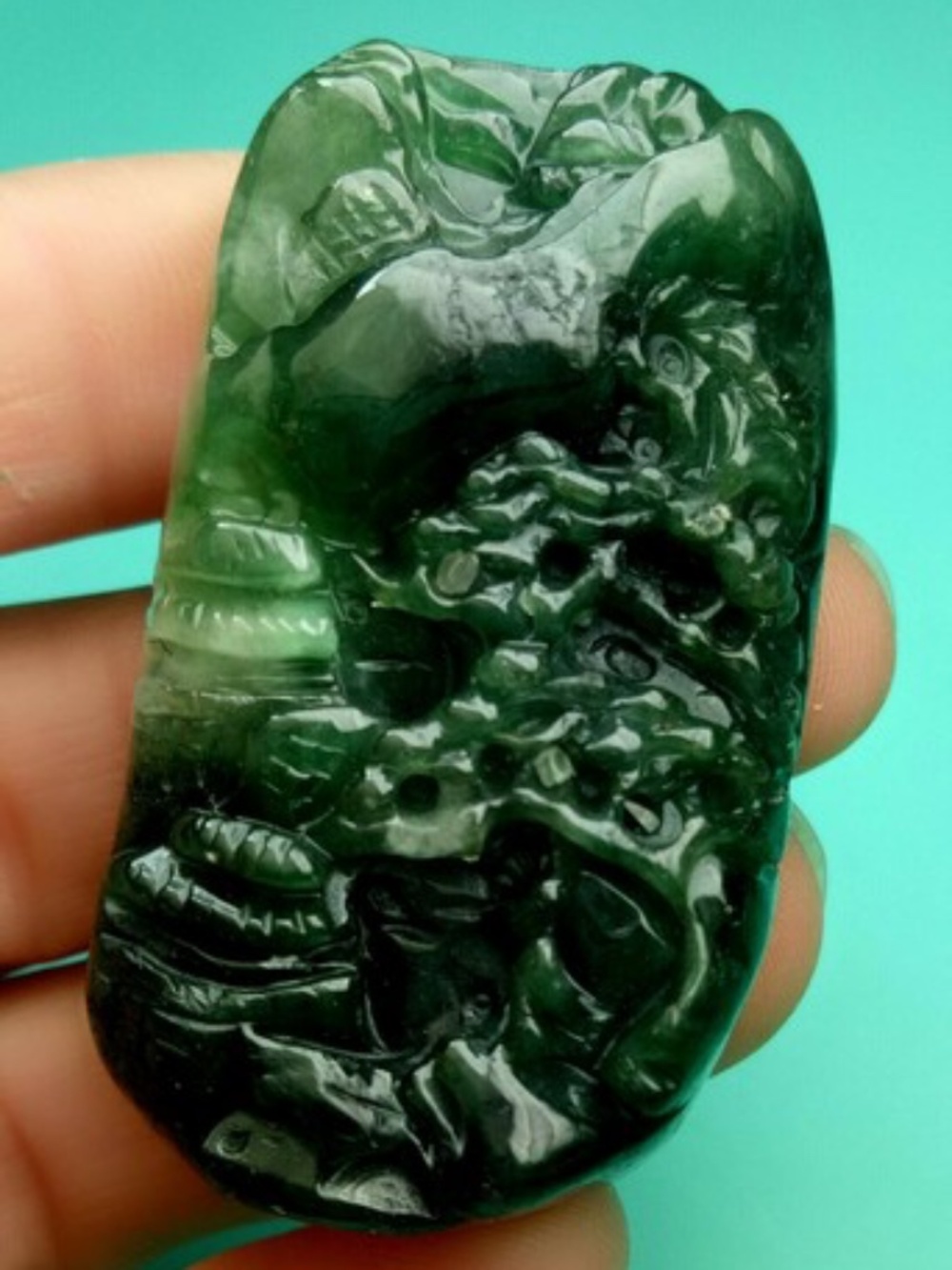 Certified Green Natural A Jade jadeite Emerald Pendant Landscape painting 山水画